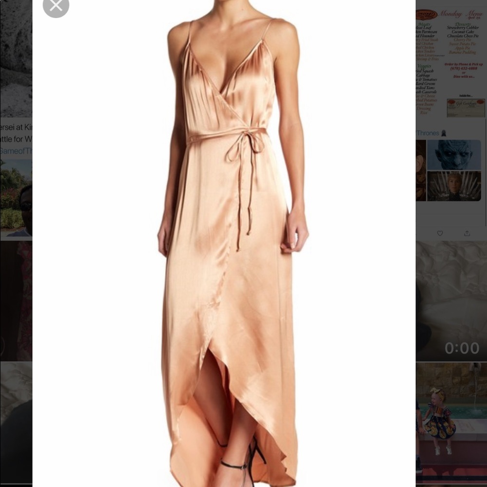 WAYF Gold wrap dress
